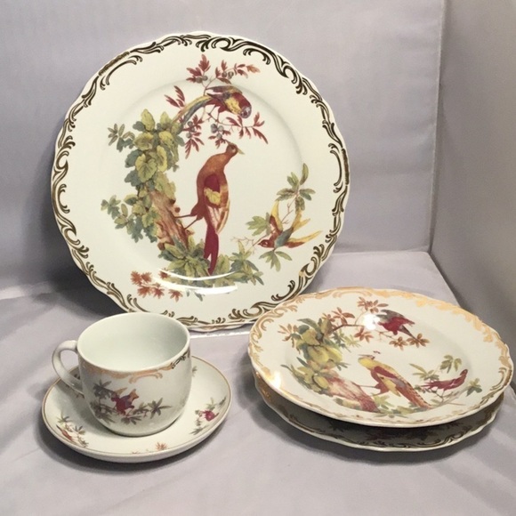 RUTHERFORD’S RETIRED  BIRD DISHES  5 PIECE PLACE SETTING FOR 1 - Picture 1 of 3
